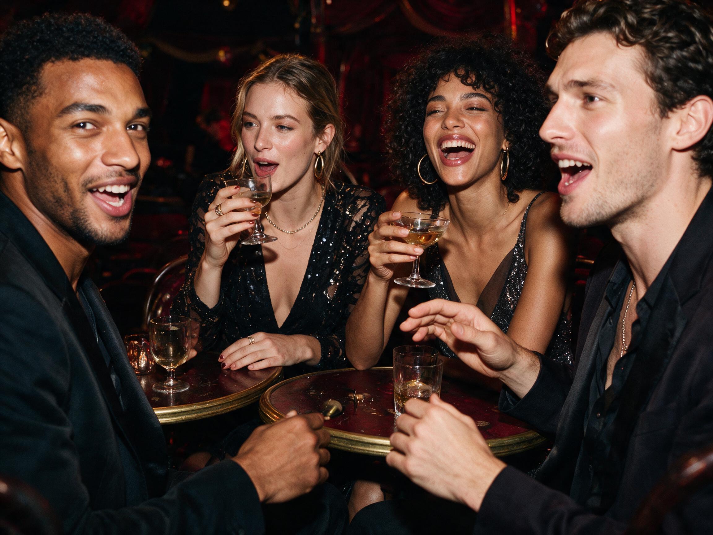 Guests at the table with cocktails
